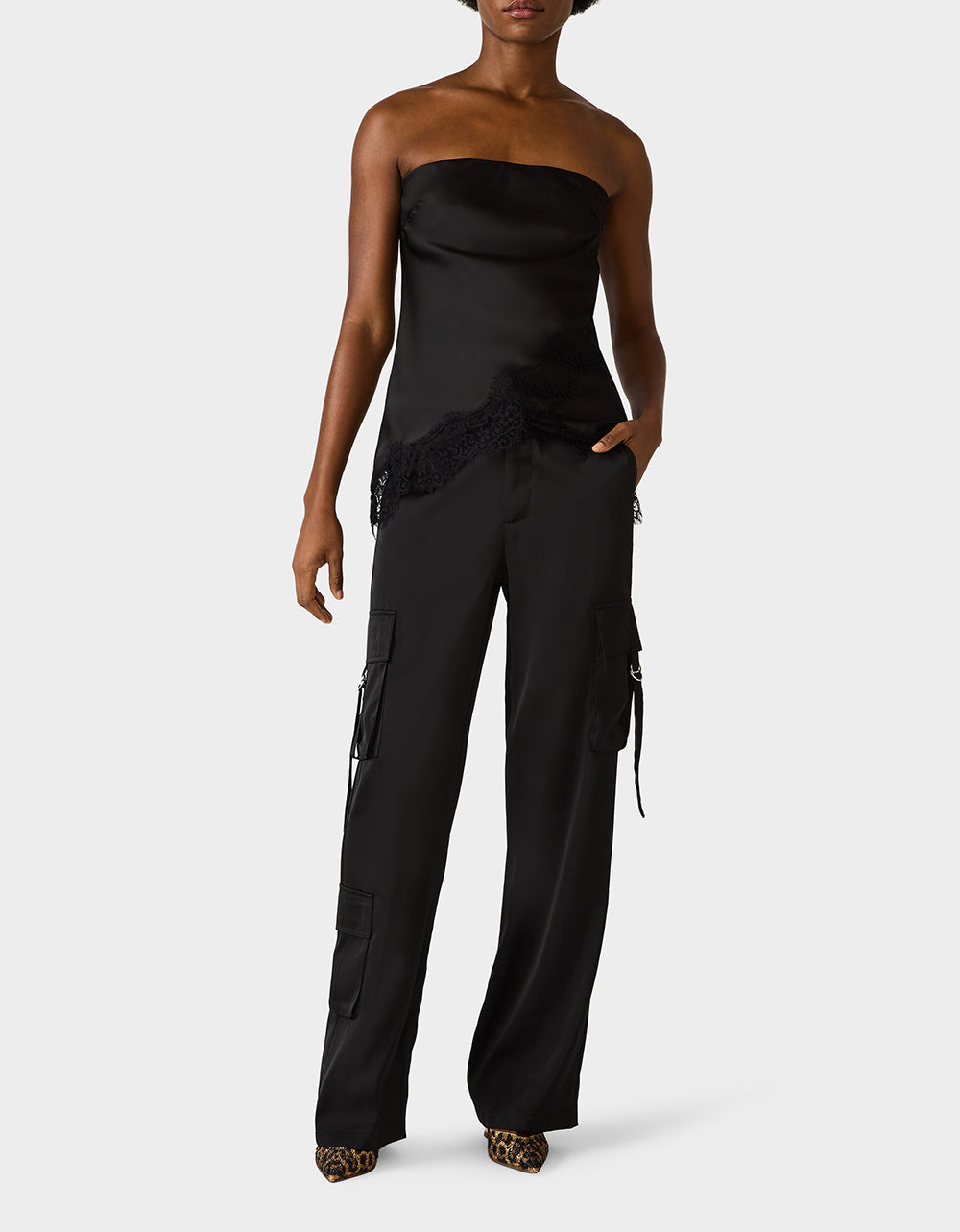 SILK UTILITY PANTS BLACK - APPAREL - Betsey Johnson - view 4