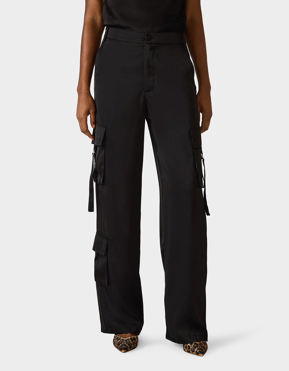 SILK UTILITY PANTS BLACK - APPAREL - Betsey Johnson - view 5