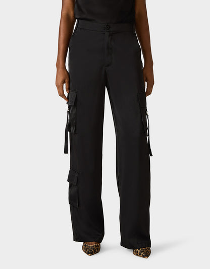 SILK UTILITY PANTS BLACK - APPAREL - Betsey Johnson