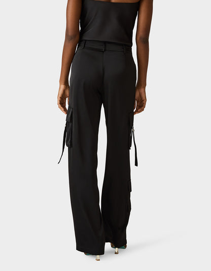 SILK UTILITY PANTS BLACK - APPAREL - Betsey Johnson