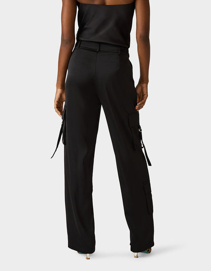 SILK UTILITY PANTS BLACK - APPAREL - Betsey Johnson