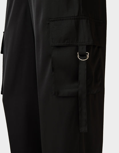 SILK UTILITY PANTS BLACK - APPAREL - Betsey Johnson