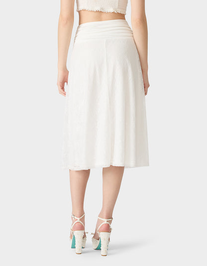 TIE ME LACE MIDI SKIRT WHITE - APPAREL - Betsey Johnson