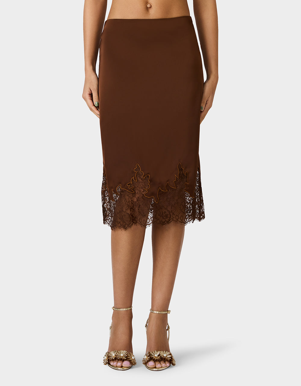 LACE SLIP SKIRT BROWN - APPAREL - Betsey Johnson - view 3
