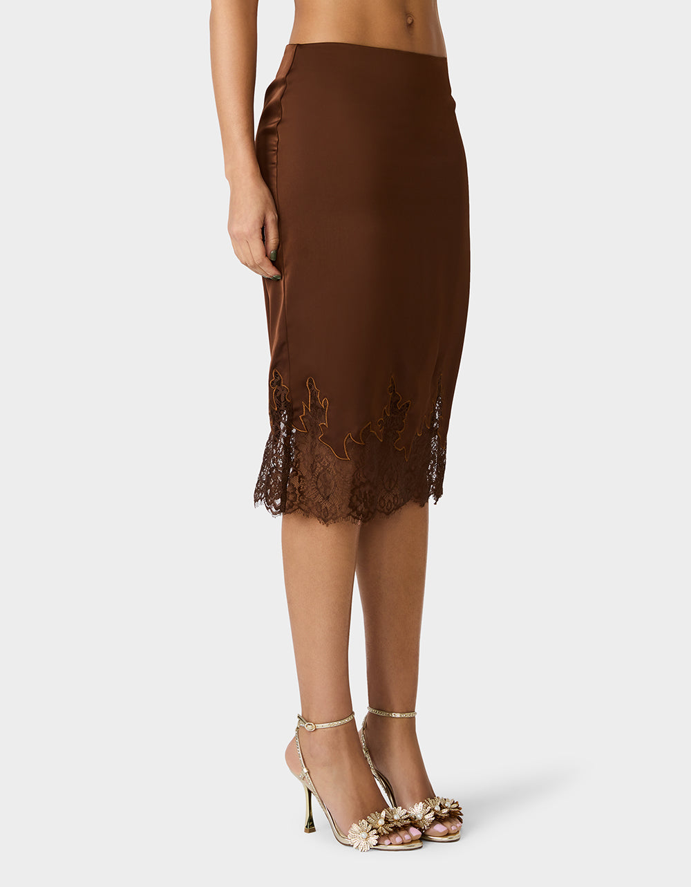 LACE SLIP SKIRT BROWN - APPAREL - Betsey Johnson - view 4