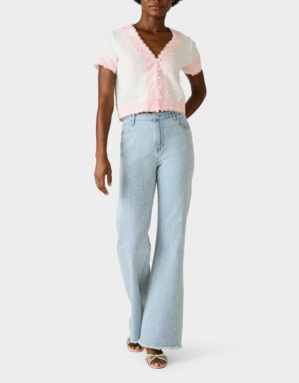 EMBROIDERED ESSENCE TOP WHITE - APPAREL - Betsey Johnson - view 3