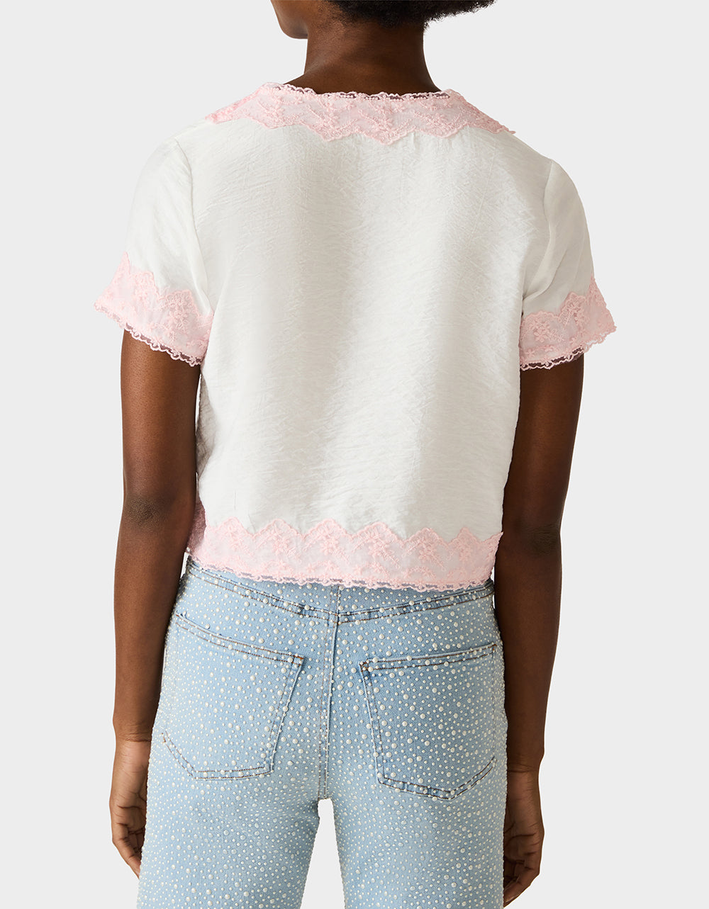 EMBROIDERED ESSENCE TOP WHITE - APPAREL - Betsey Johnson - view 7