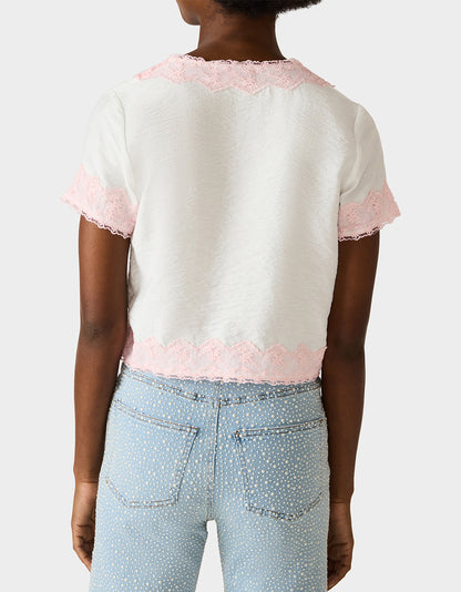 EMBROIDERED ESSENCE TOP WHITE - APPAREL - Betsey Johnson