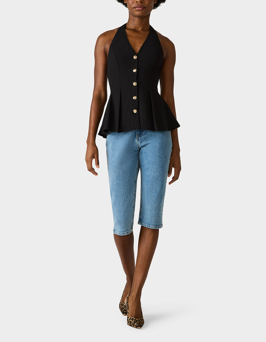 BUTTERCUP BUTTON TOP BLACK - APPAREL - Betsey Johnson