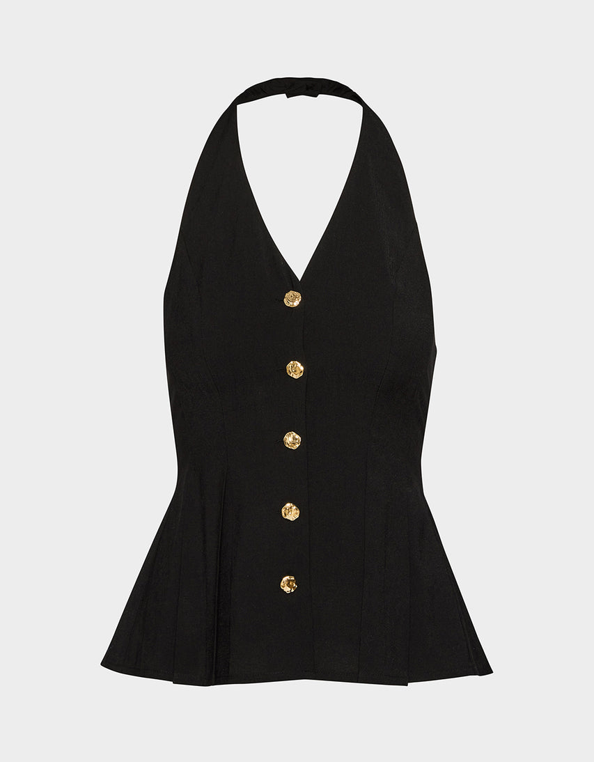 BUTTERCUP BUTTON TOP BLACK - APPAREL - Betsey Johnson