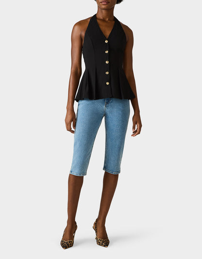 BUTTERCUP BUTTON TOP BLACK - APPAREL - Betsey Johnson