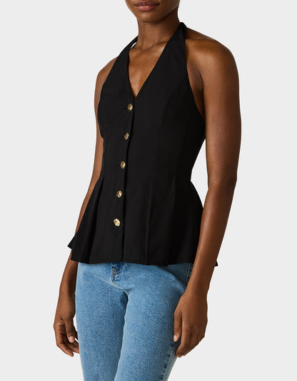 BUTTERCUP BUTTON TOP BLACK - APPAREL - Betsey Johnson