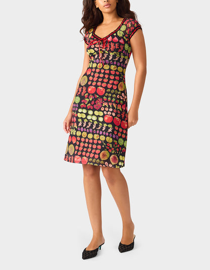 BETSEY'S FRUIT DRESS BLACK MULTI - APPAREL - Betsey Johnson