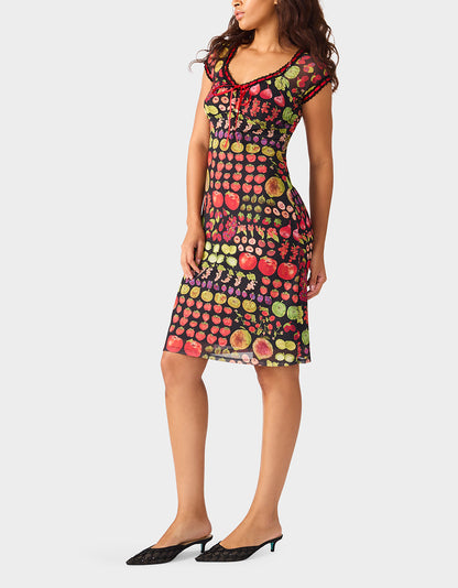 BETSEY'S FRUIT DRESS BLACK MULTI - APPAREL - Betsey Johnson