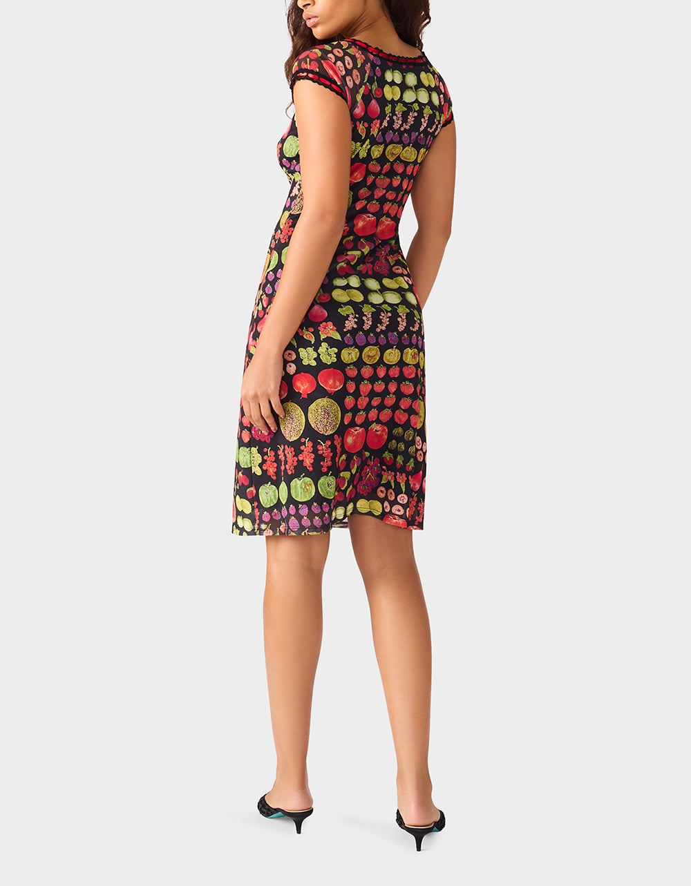 BETSEY'S FRUIT DRESS BLACK MULTI - APPAREL - Betsey Johnson