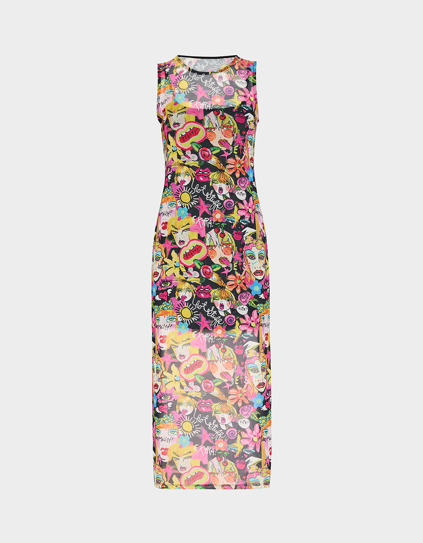 BETSEY'S ART TANK DRESS BLACK MULTI - APPAREL - Betsey Johnson