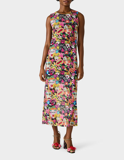BETSEY'S ART TANK DRESS BLACK MULTI - APPAREL - Betsey Johnson
