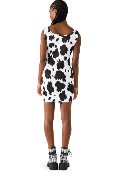 BETSEY COW PRINT DRESS BLACK/WHITE - APPAREL - Betsey Johnson