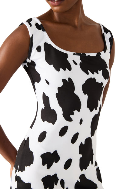 BETSEY COW PRINT DRESS BLACK/WHITE - APPAREL - Betsey Johnson