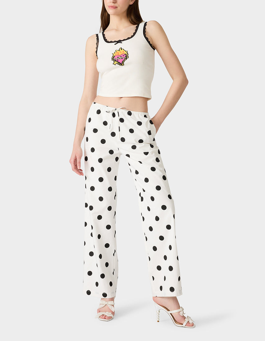 DOTTY DARLING PANTS WHITE - APPAREL - Betsey Johnson