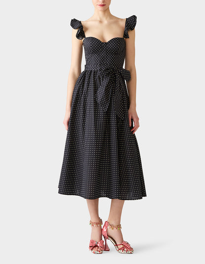 LOVELY IN DOTS DRESS BLACK/IVORY - APPAREL - Betsey Johnson