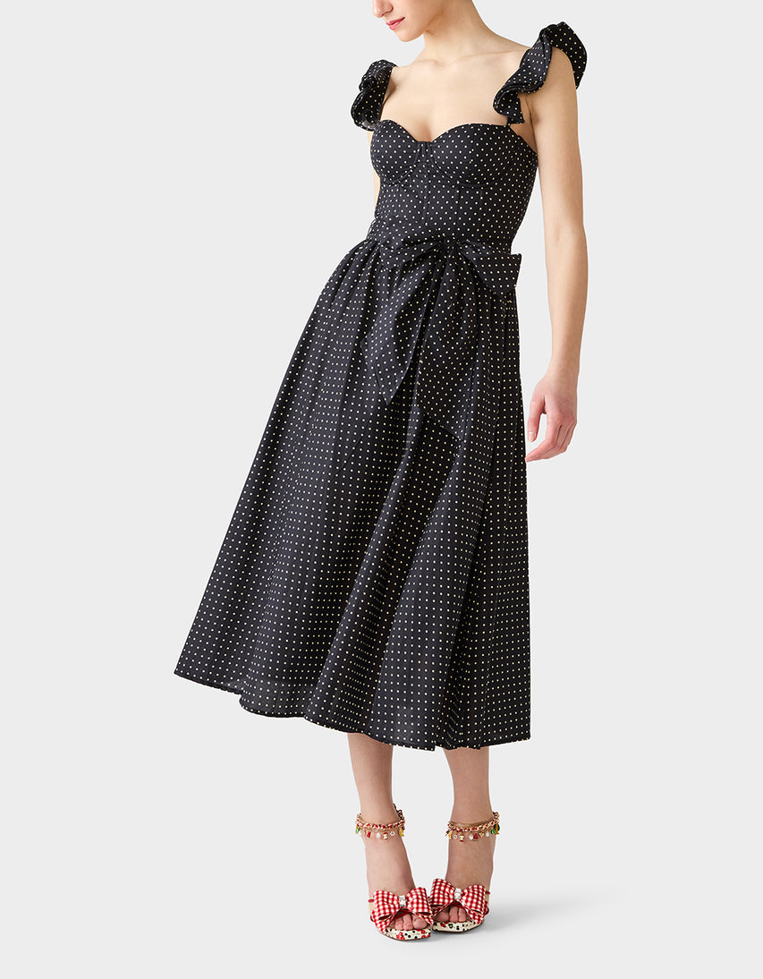 LOVELY IN DOTS DRESS BLACK/IVORY - APPAREL - Betsey Johnson