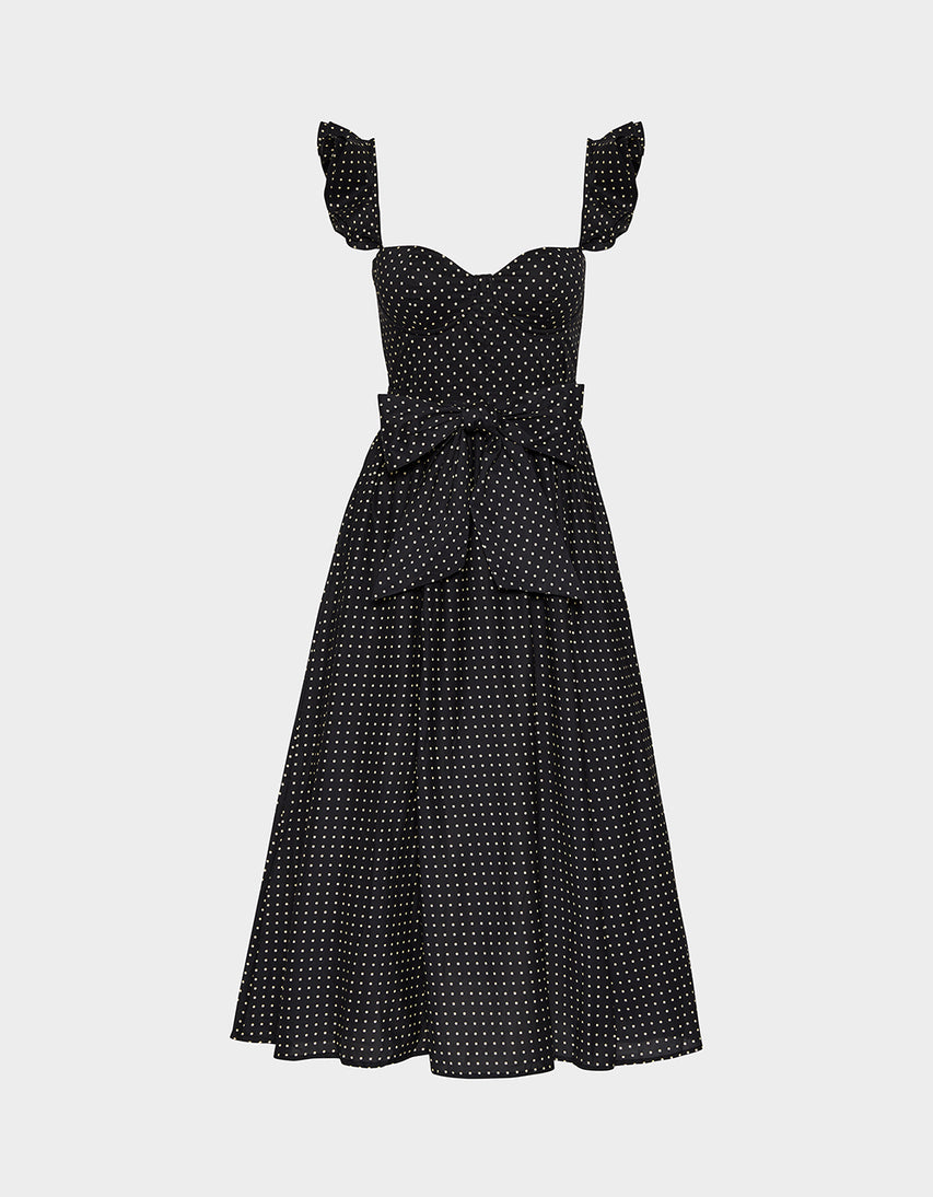 LOVELY IN DOTS DRESS BLACK/IVORY - APPAREL - Betsey Johnson