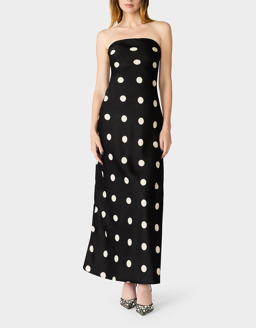 POLKA DOT GOWN BLACK/IVORY