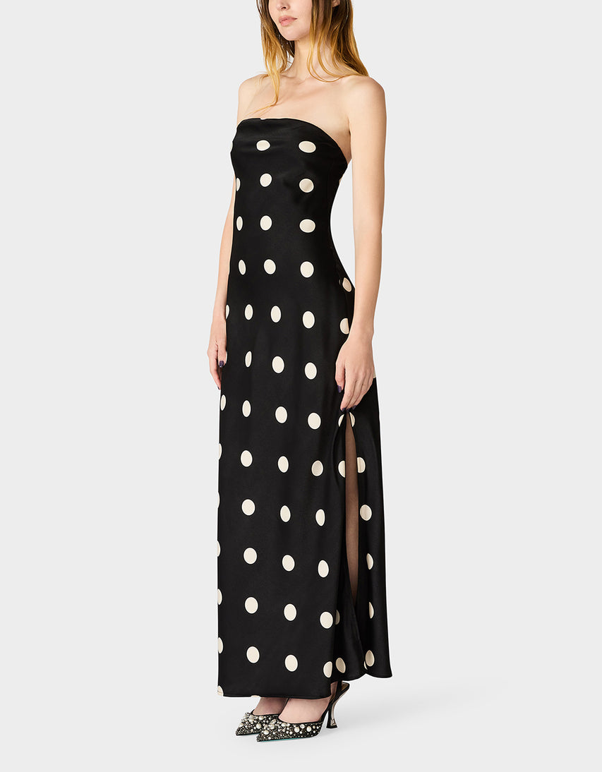 POLKA DOT GOWN BLACK/IVORY