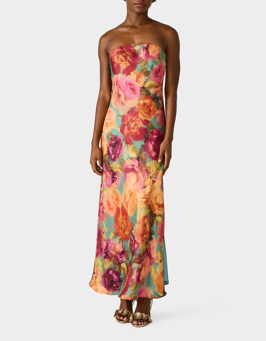 FLORA GOWN GREEN DITSY FLORAL - APPAREL - Betsey Johnson