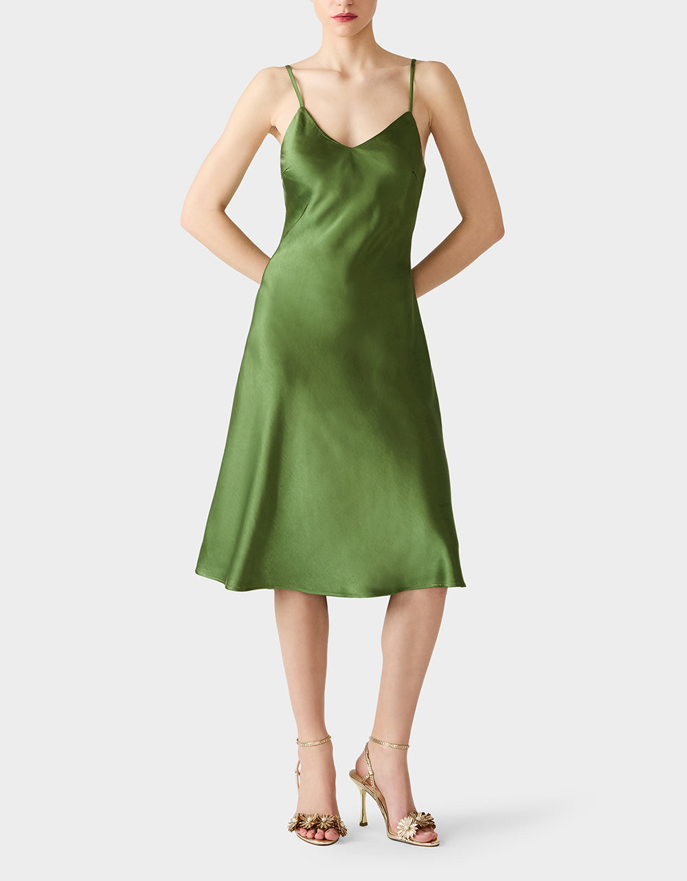 Women's True Slip Dress in Green | Size Medium
