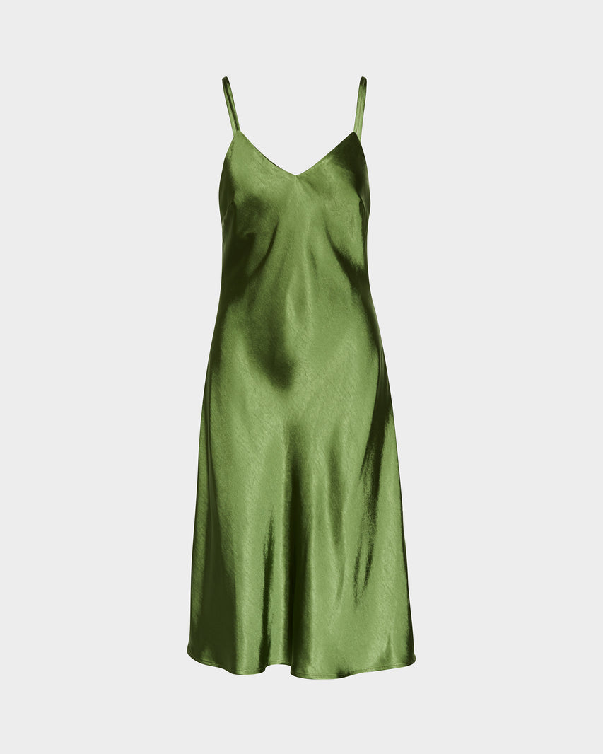 TRUE SLIP DRESS GREEN - APPAREL - Betsey Johnson