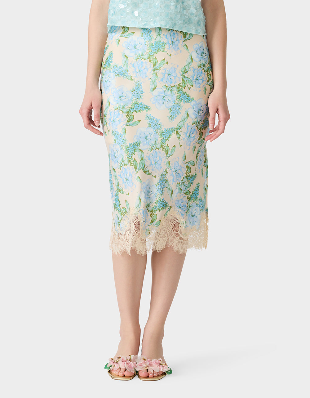 FLORAL SLIP SKIRT LIGHT BLUE - APPAREL - Betsey Johnson - view 3