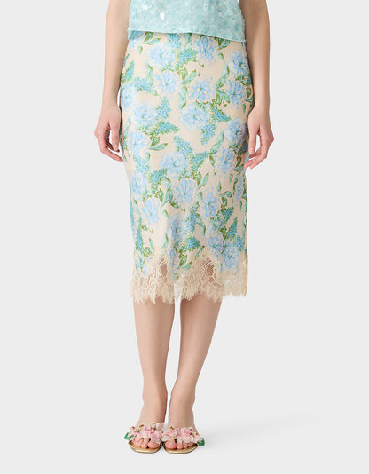 FLORAL SLIP SKIRT LIGHT BLUE - APPAREL - Betsey Johnson