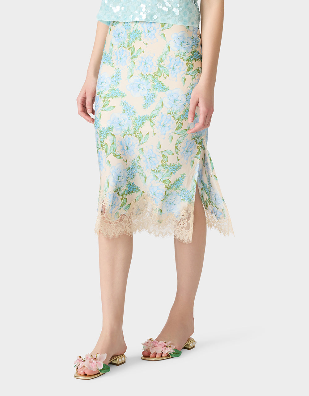 FLORAL SLIP SKIRT LIGHT BLUE - APPAREL - Betsey Johnson - view 4