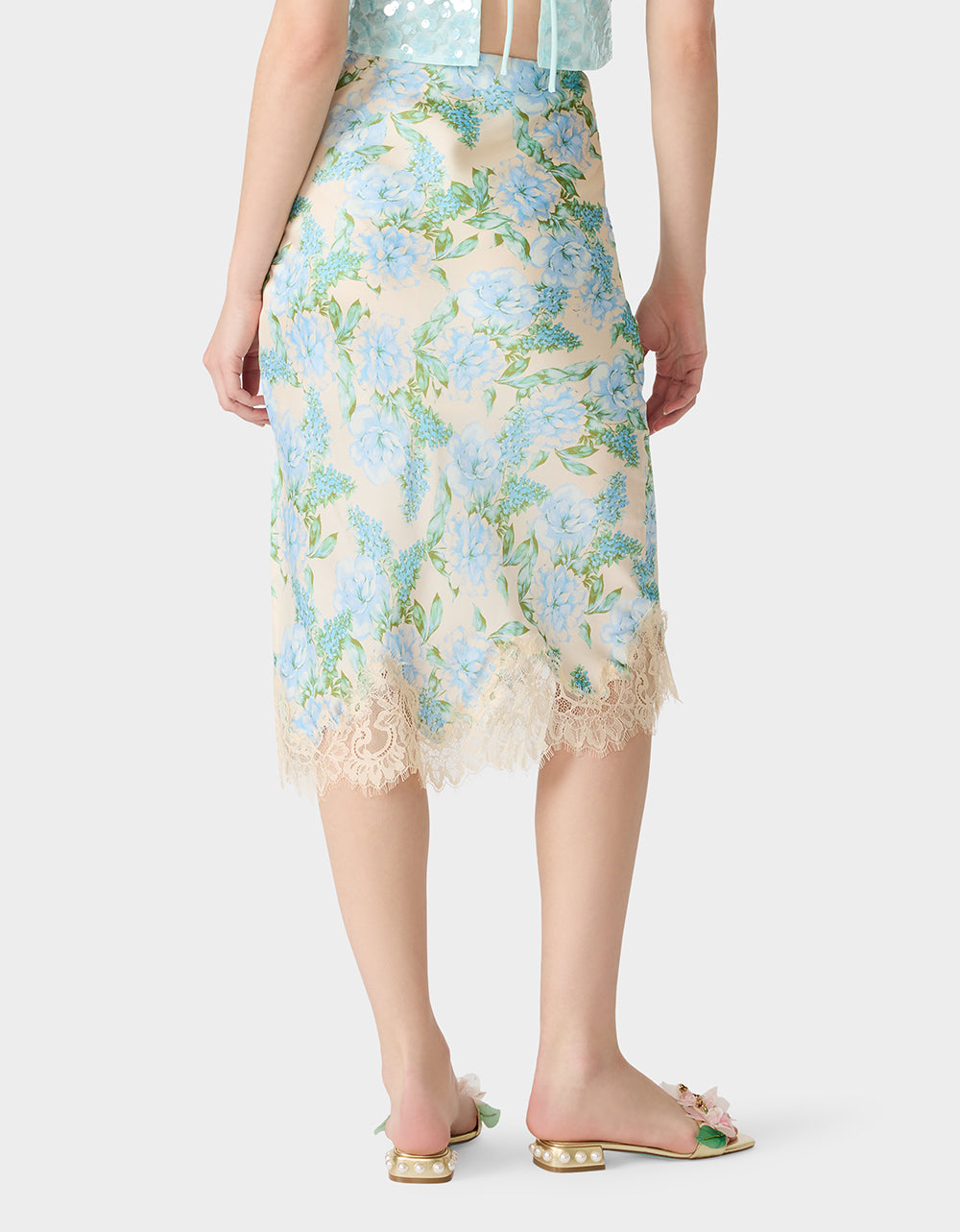FLORAL SLIP SKIRT LIGHT BLUE - APPAREL - Betsey Johnson - view 6