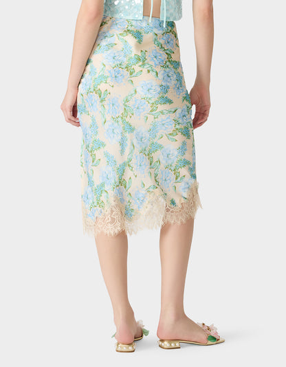 FLORAL SLIP SKIRT LIGHT BLUE - APPAREL - Betsey Johnson
