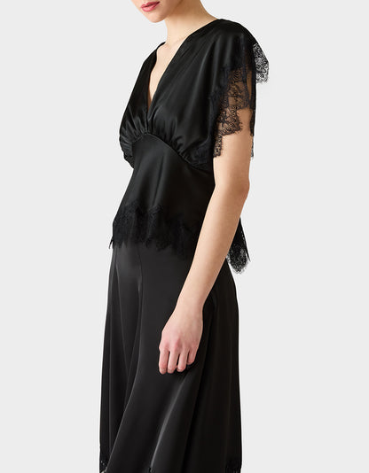 LACE LINES TOP BLACK - APPAREL - Betsey Johnson