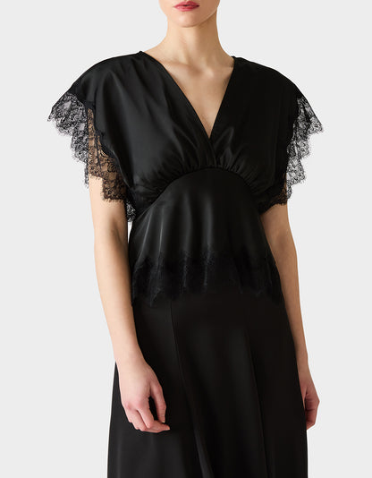 LACE LINES TOP BLACK - APPAREL - Betsey Johnson