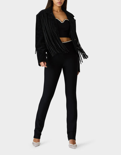 FRINGE FEVER JACKET BLACK - APPAREL - Betsey Johnson