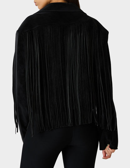 FRINGE FEVER JACKET BLACK - APPAREL - Betsey Johnson
