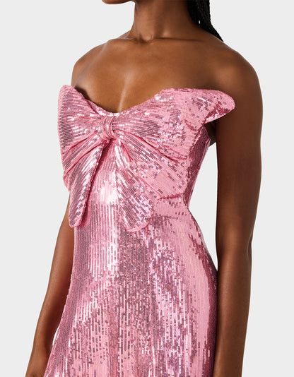 SEQUIN BOW DRESS PINK SEQUIN - APPAREL - Betsey Johnson
