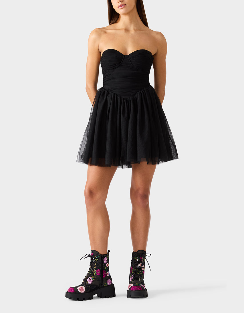 TULLE TWIRL DRESS BLACK - APPAREL - Betsey Johnson