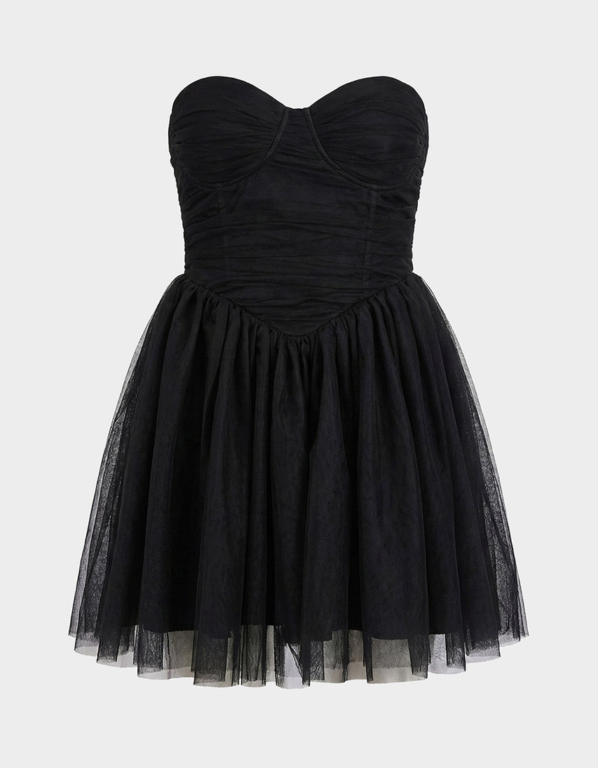 TULLE TWIRL DRESS BLACK - APPAREL - Betsey Johnson