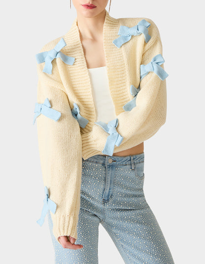 BOW CARDIGAN IVORY - APPAREL - Betsey Johnson