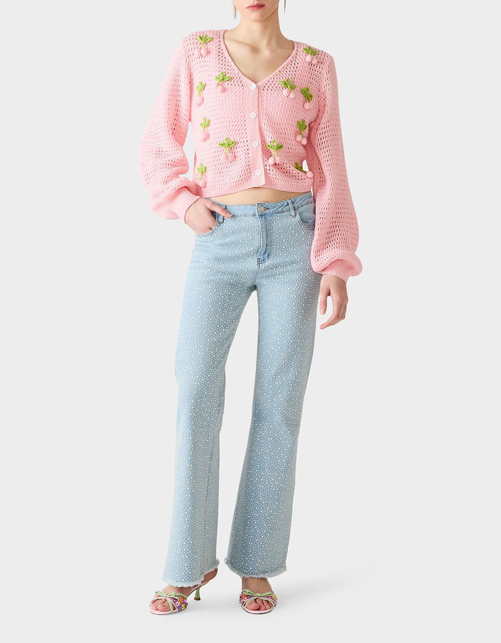 CHERRY CARDIGAN PINK - APPAREL - Betsey Johnson