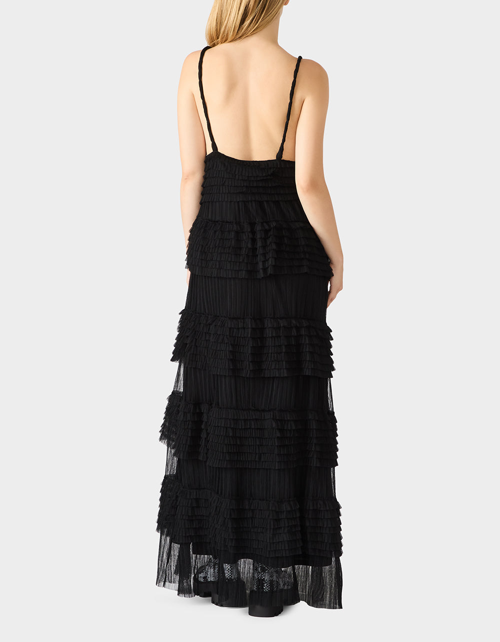 TIERED TULLE GOWN BLACK Women's Maxi Tulle Dress Betsey Johnson TIERED TULLE GOWN BLACK Women's Maxi Tulle Dress Betsey Johnson