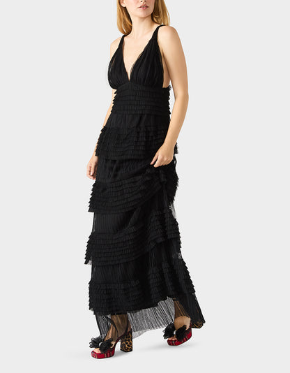 TIERED TULLE GOWN BLACK - APPAREL - Betsey Johnson