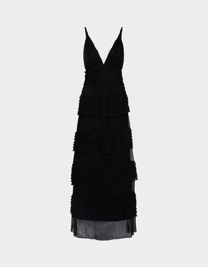 TIERED TULLE GOWN BLACK - APPAREL - Betsey Johnson