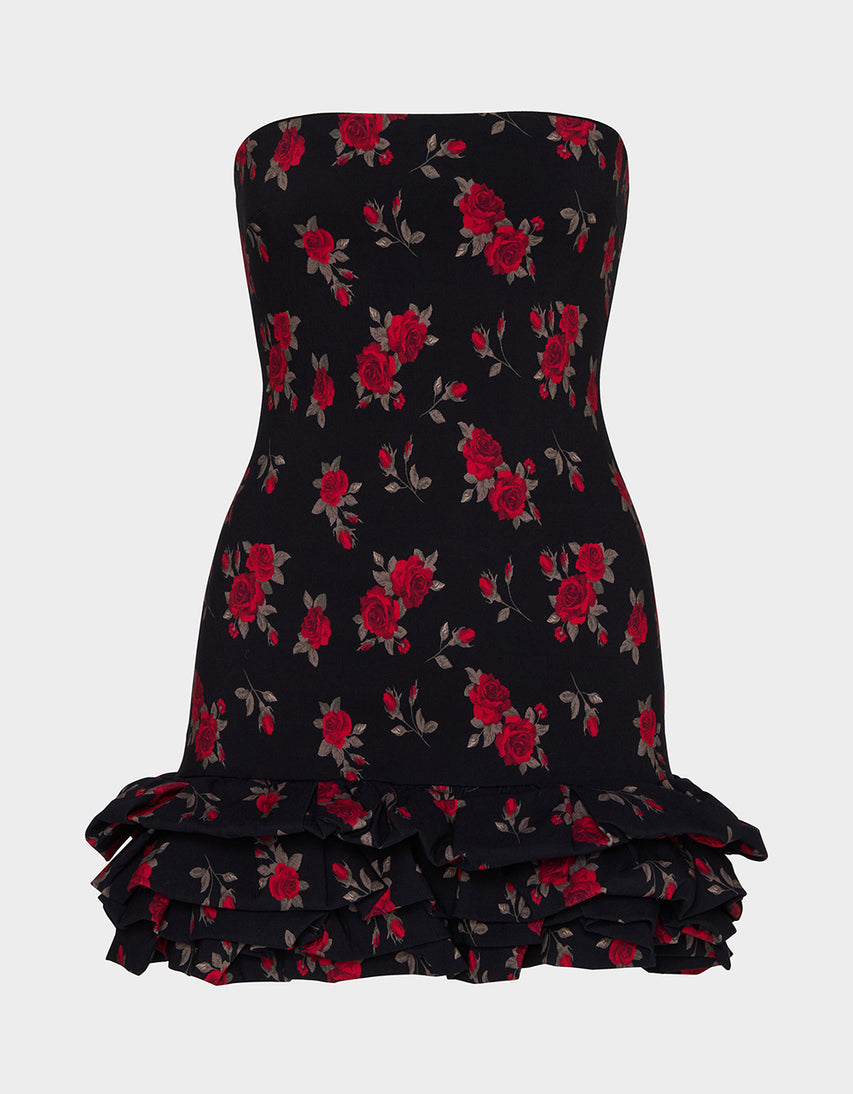 ROSIE POSIE DRESS BLACK - APPAREL - Betsey Johnson